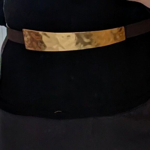 Women`s Waist Belt with Gold Metal Plate Size 14